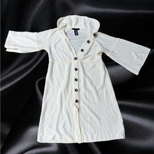 Cream Colored Knit Cardigan Sweater Women’s L Apostrophe Brand Peter Pan Collar